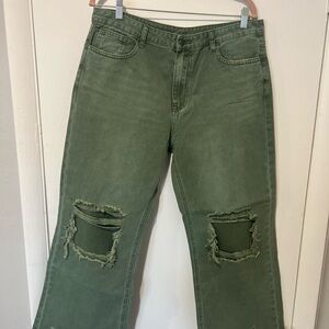 Green Distressed Jeans
